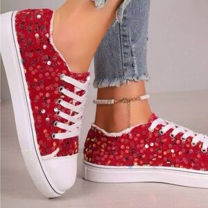 BOUTIQUE Valentine’s Day Sequin Sneakers, in Red